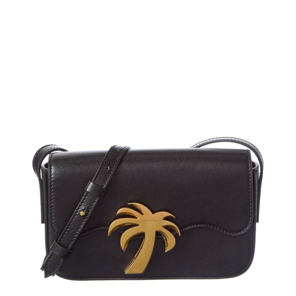 Palm Angels Beach Bridge Leather Crossbody, Black
